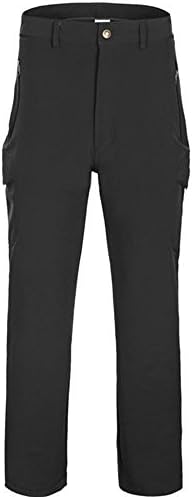 LANBAOSI Men's Waterproof SoftShell Hunting Fleece Outdoor Pants Black Size US S/Tag S