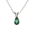 14k White Gold Natural Mini Emerald & Diamond Necklace Pendant Ct.tw 0.38