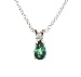 14k White Gold Natural Mini Emerald & Diamond Necklace Pendant Ct.tw 0.38