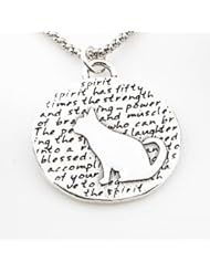 Kevin N Anna Studio California Sterling Silver LARGE Pendant Necklace with Round Etched KITTY CAT Pendant Celebrates SPIRIT