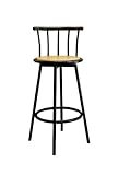 Set of 2 Swivel Barstool with Black Metal Frame and Wood Seat