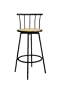 Set of 2 Swivel Barstool with Black Metal Frame and Wood Seat