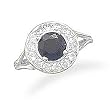 Faceted Sapphire Silver Ring with CZ Edge