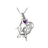 Amethyst and Diamond Mom Pendant 14k White Gold