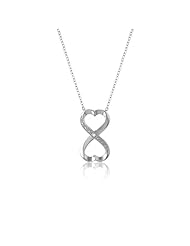 Sterling Silver Infinity Figure 8 CZ Heart-Designed Pendant with 18" Chain