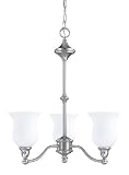 Nuvo Lighting 60/2556 Glenwood 3-Light Chandelier with Satin White Glass, Brushed Nickel