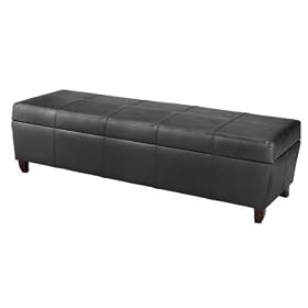 Soho 60w Tapered Storage Ottoman, 60W, BLACK LEATHER