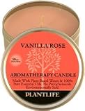 Vanilla Rose Aromatherapy Candle- 24 hr. burn time- made with 100% pure essential oils