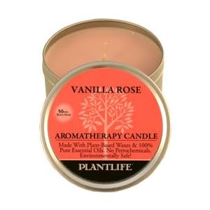 Vanilla Rose Aromatherapy Candle- 24 hr. burn time- made with 100% pure essential oils