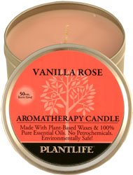 Vanilla Rose Aromatherapy Candle- 24 hr. burn time- made with 100% pure essential oils
