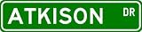 ATKISON Street Sign ~ Personalized Family Lastname Sign ~ Gameroom, Basement, Garage Sign **