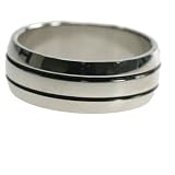 316L Stainless Steel Ring with line Ring. Width: 8mm