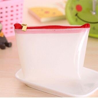 Korea new Candy colored transparent jelly rubber stationery pen pencil case Color:white coin purse