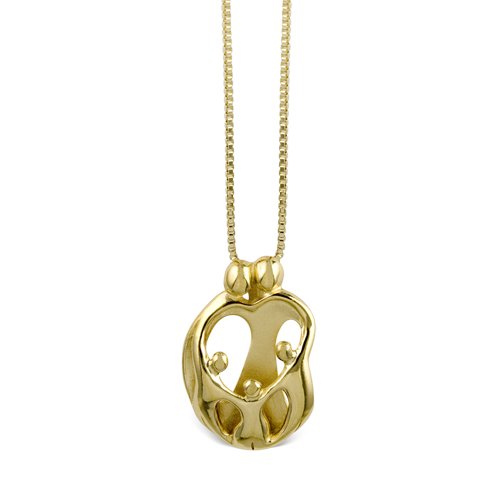 Loving Family ® 18k Gold Clad Pendant - Parents and 3 Children