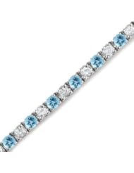 5 CT Blue Topaz & Diamond Bracelet 14K White Gold
