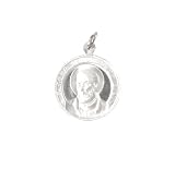 Christian Pendant - Silver-Toned Shiny Reversible St. John Necklace Pendant Medal