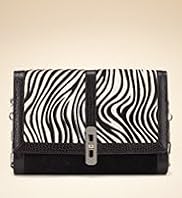 Autograph Leather Foldover Zebra Print Matinee Clutch Bag