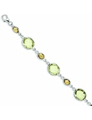 Genuine .925 Sterling Silver 7.5In. Lemon Quartz And Citrine Oval Bracelet 4.3 Grams . 100% Satisfaction Guaranteed.