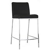 IMAGE OF Set of 2 Modern Contemporary Mesa Black Leather Bar Stools
