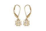 Vermeil Cubic Zirconia Regal Iron Cross Dangle Earrings by Crislu