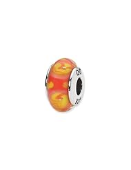 Sterling Silver Red And Yellow Hand-blown Glass Charm