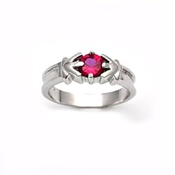 Sterling Silver Baby Ring with Pink CZ - Sizes: 1-4