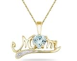 Aquamarine and Diamond MOM Pendant in Yellow Gold