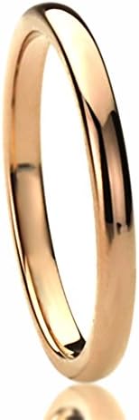 2MM Titanium Comfort Fit Wedding Band Ring Rose Tone Classy Domed Ring (4 to 8) - Size: 8