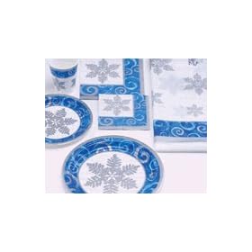 Christmas Blue Snowflake 54" x 108" Plastic Tablecloths