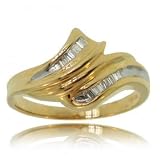 Yellow & White Gold Pass By Ring Baguette Diamonds