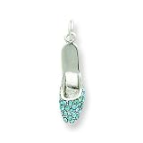 Sterling Silver Blue CZ (Cubic Zirconia) High Heel Shoe Charm with 20 inch Sterling Silver Chain
