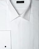 BlackNWhite - Mens Evening Dress Shirt, Standard Collar, Pleated Front, Double Cuff - White