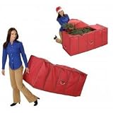 Deluxe Rolling Christmas Tree Storage Bag - Up to 8.5' Trees (Red/Green) (24H x 24W x 58D)
