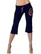 Fresh Karma Knickers Cropped Capri Pants Shorts with Patches - Stretch Knit Sweatpants