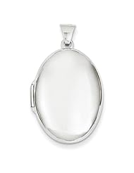 14k White Gold Oval Polished Domed Locket. Metal Wt- 2.33g