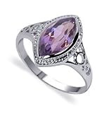 Sterling Silver Band Amethyst Gemstone Ring