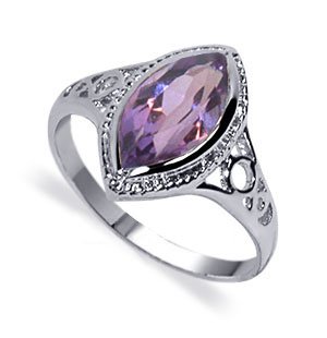 Sterling Silver Band Amethyst Gemstone Ring