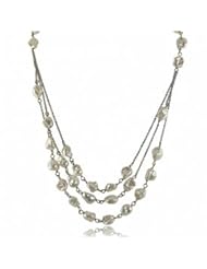 Sterling Silver Keishi Freshwater Pearl Bib Style 17.5" Necklace