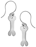 Dog Bone Dangle Sterling Silver Earrings