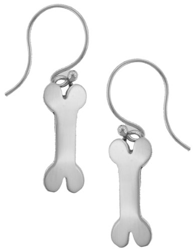 Dog Bone Dangle Sterling Silver Earrings