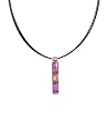 Necklace / Pendant - XP-78- Genuine Handmade Dichroic Glass Pendant Hung on a 16" Stainless Steel Black Colored Multi-Strand Cord + 2" Extension Chain ~ .925 Sterling Silver