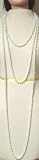Set of Two Very Long Seventy Inches Shown As Two Strand and Forty Five Inches Simulated White Pearls Necklace
