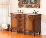 Antique Bathroom Vanity Double Sink Victorian Vanity LUX-LS-1080 : W58 x D22 x H36