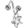 Crystalline Gem Star Solitaire Spiral Twister Belly Ring