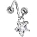Crystalline Gem Star Solitaire Spiral Twister Belly Ring