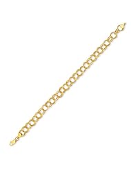 14K 7.25" Yellow Gold Polish Diamond Cut Lite Charm Bracelet With Lobster Clasp
