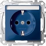 Merten MEG2302-0378 SCHUKO-Steckd. f&uuml;r Sonderstromkr. mit Schriftf., BRS, Steckkl., blau, System M