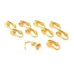10 Gold Plated Clip On Earring Backs Yellow Parts