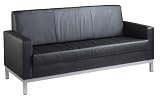 Reception Seating - Three Seat Leather Faced Steel Frame Reception Sofa (HEL50004) H850xW1880 - Black