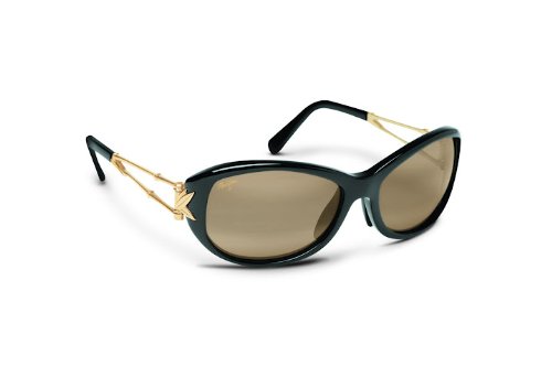 Maui Jim Alana Sunglasses,Gloss Black w/Gold Frame/HCL Bronze Lens,one size